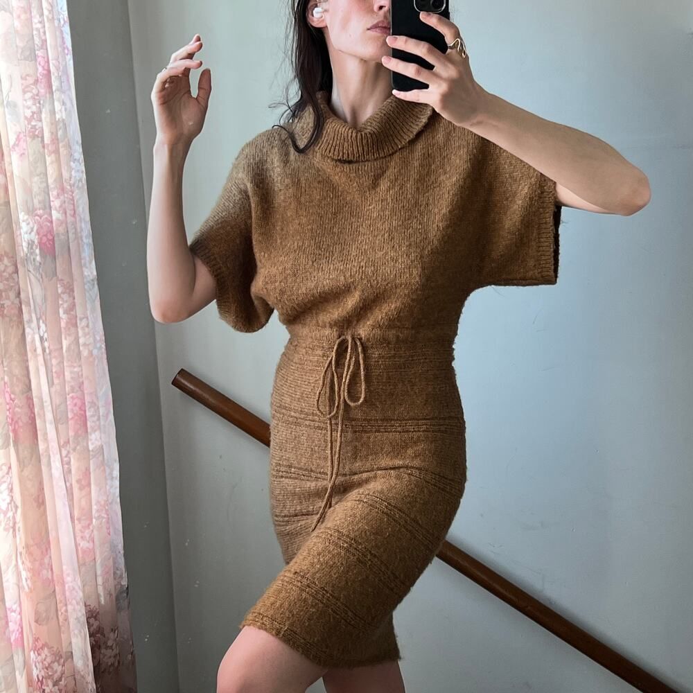 Vintage Y2K lightweight turtleneck midi dress summer‎ knit Kersh Canada